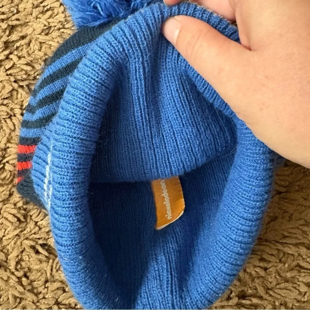 Paw Patrol Striped Beanie Hat Kids Pom Blue Red Chase